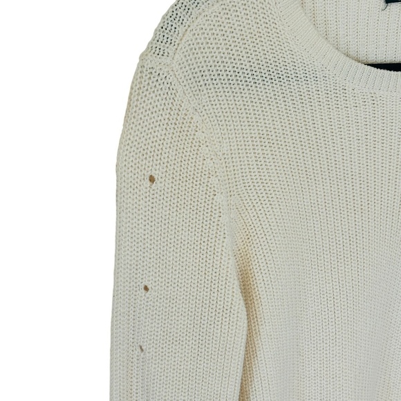 Lauren Ralph Lauren Cream (Missing laces) Perforated Sleeve SZ Medium Sweater - Picture 5 of 11